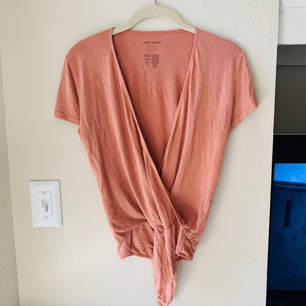 Burnt Orange Deep V Neckline Bodysuit